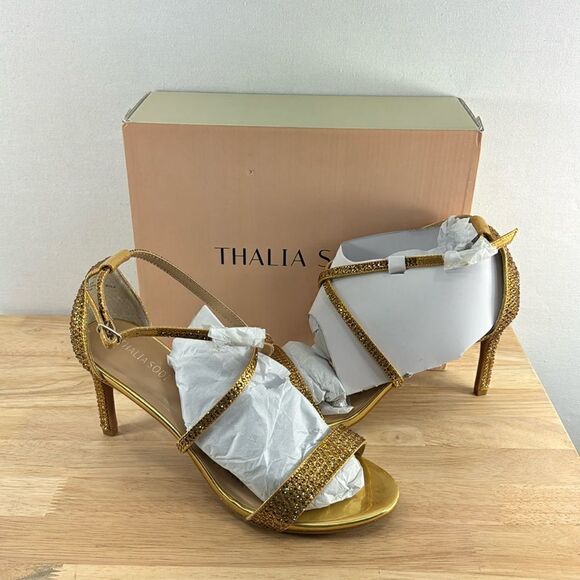 Thalia Sodi Darria Strappy Sandals- Gold Metallic- Size 10.5- NIB - Picture 1 of 7